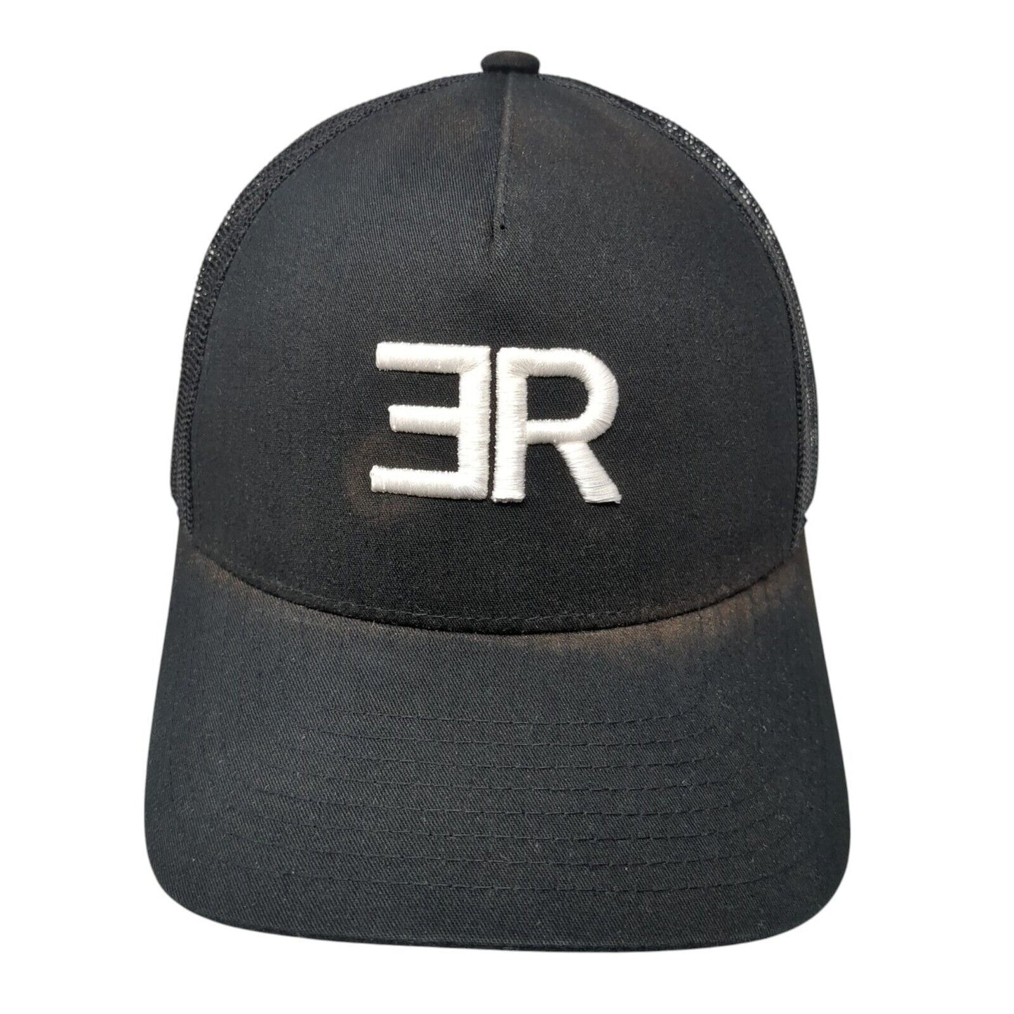 ER Snapback Trucker Hat Black One Size Adjustable Mesh Back Classics Yupoong