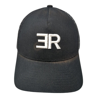 ER Snapback Trucker Hat Black One Size Adjustable Mesh Back Classics Yupoong