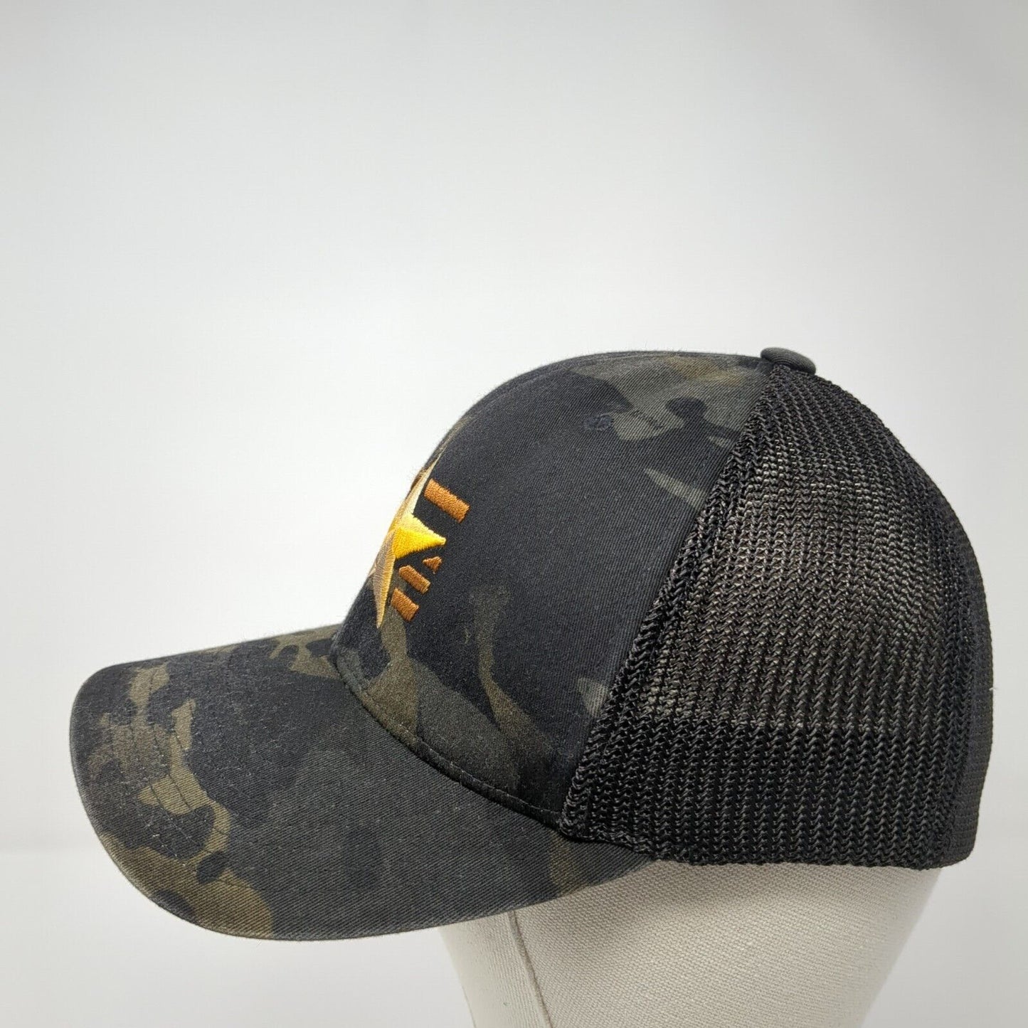 Yupoong Fitted Trucker Hat Camouflage One Size Flexfit Mesh Back 6 Panel