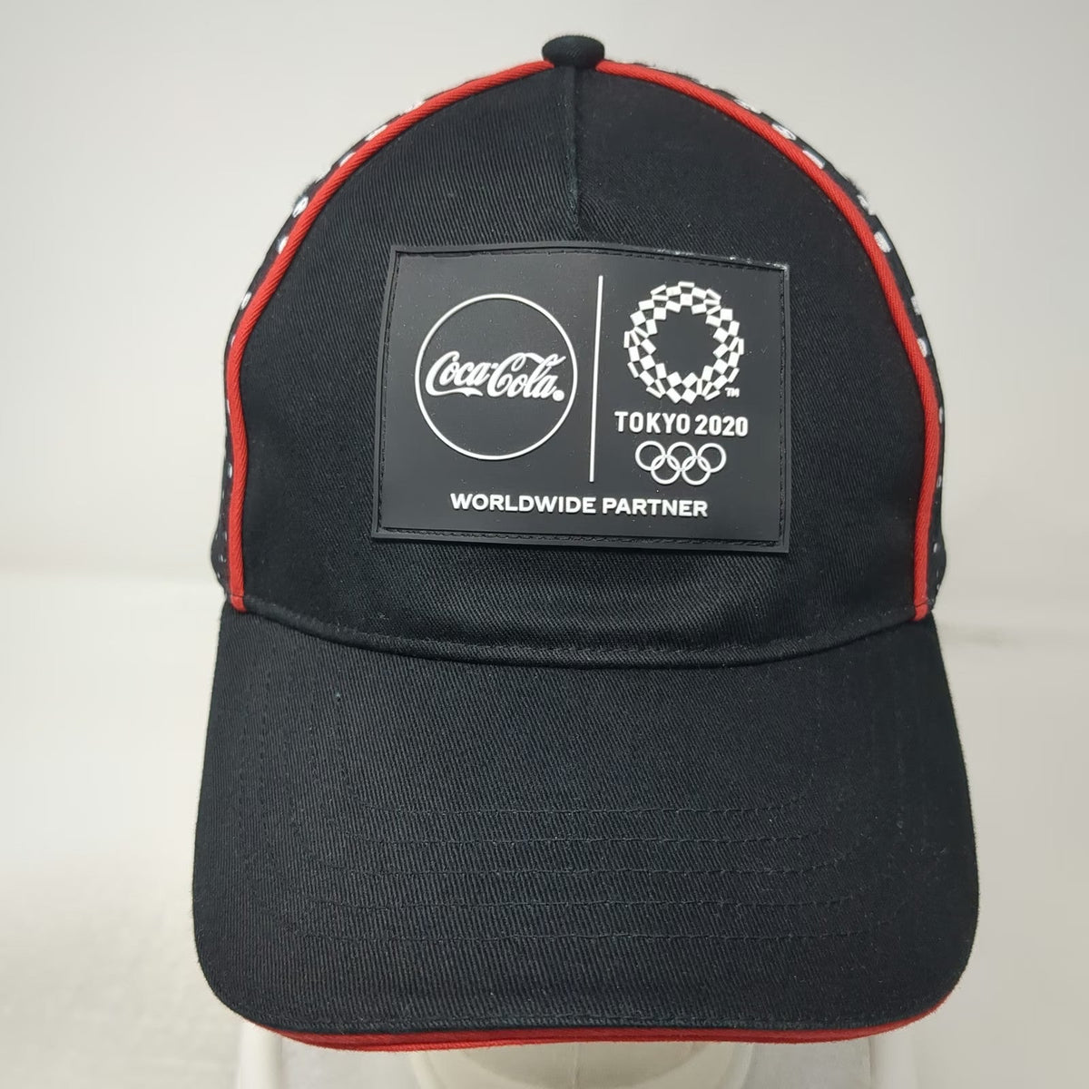 Coca-Cola 5 Panel Hat Black Red White One Size Tokyo 2020 Olympics Team USA Dots
