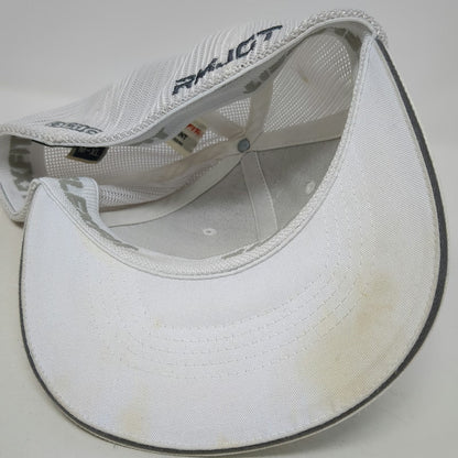 OGIO Baseball Cap White XL Mesh Back Flexfit Curved Brim Embroidered Logo Hat