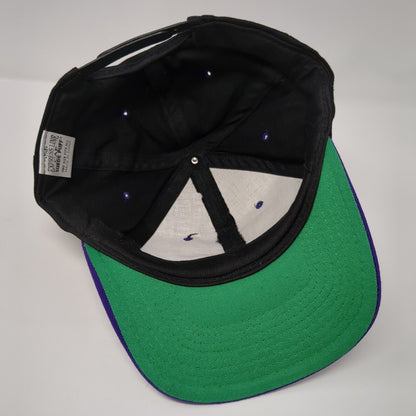 Vintage The Mask Movie Snapback Hat Black Purple OSFA Suede Puff Graphic Logo