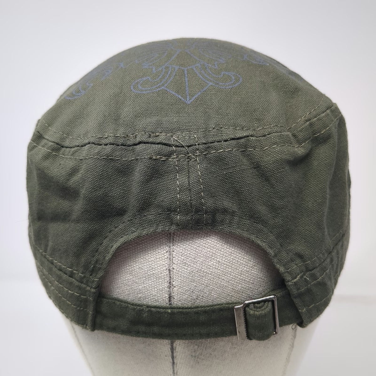 Army Cap Green One Size Distressed Cross Rhinestone Studs Fleur De Lis Wing Hat
