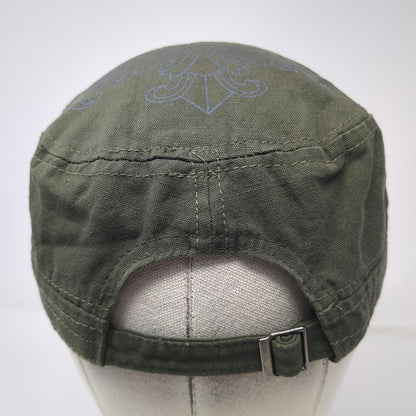 Army Cap Green One Size Distressed Cross Rhinestone Studs Fleur De Lis Wing Hat