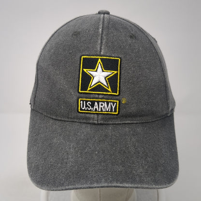 US Army Strapback Baseball Cap Gray One Size Adjustable Embroidered 6 Panel