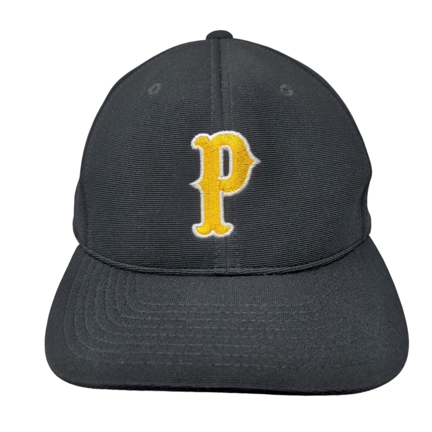 Letter P Fitted Hat Black Large-XL Embroidered Logo Pacific Headwear