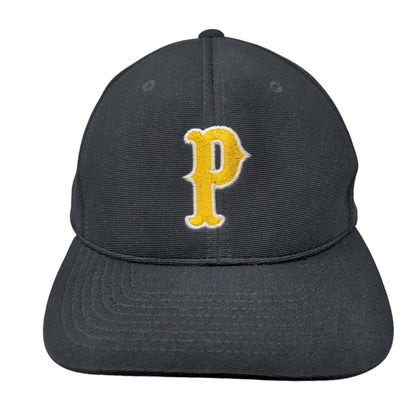 Letter P Fitted Hat Black Large-XL Embroidered Logo Pacific Headwear