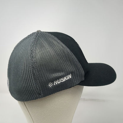 Columbia Baseball Cap Black XL Fishing Fish Flag Mesh Fitted Hat PFG Ruskin
