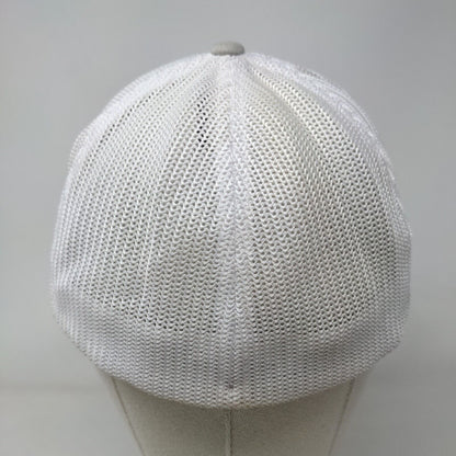 Columbia Fitted Trucker Hat Gray One Size Patch Logo Mesh Back Flexfit