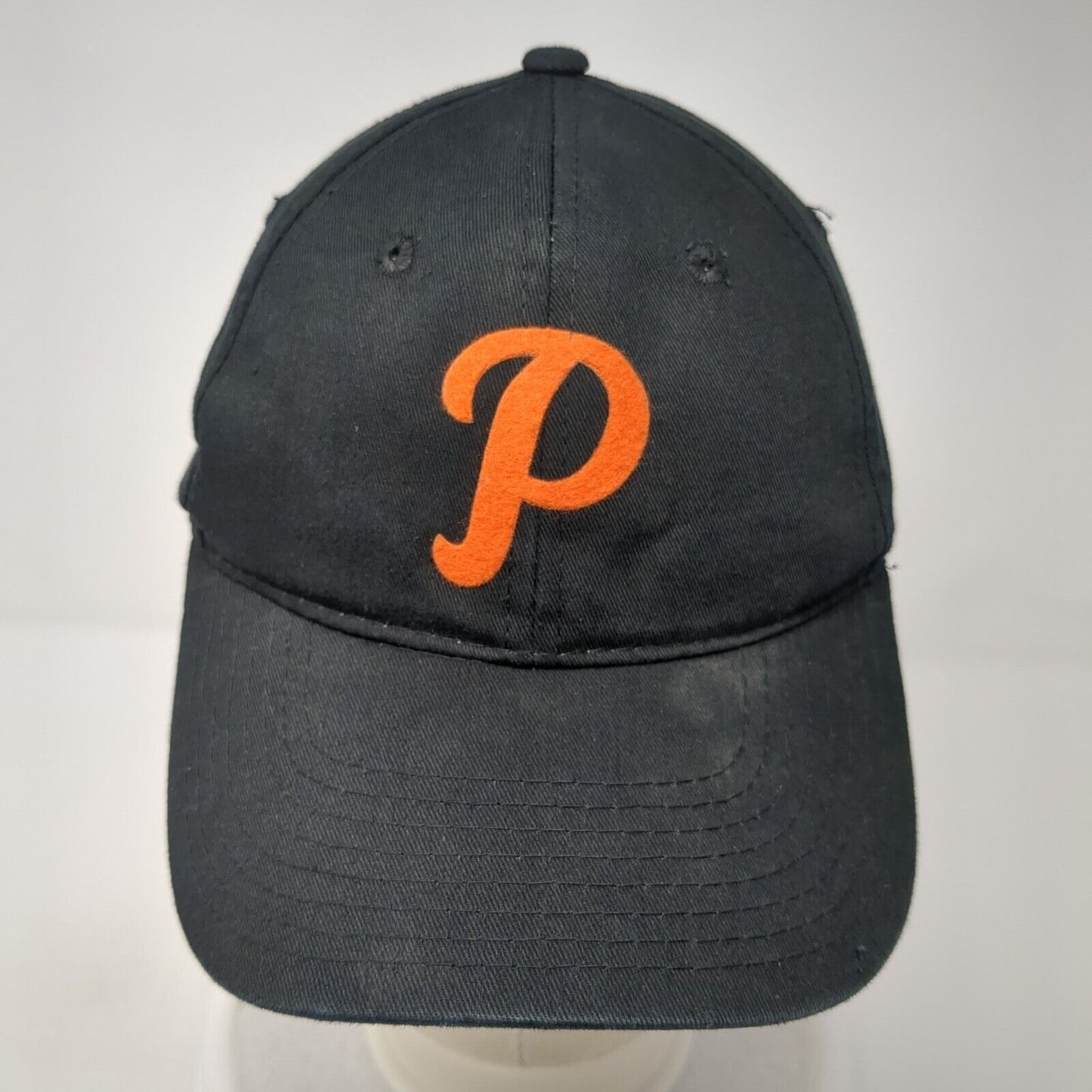 Letter P Strapback Hat Black One Size Adjustable Outdoor Cap 6 Panel