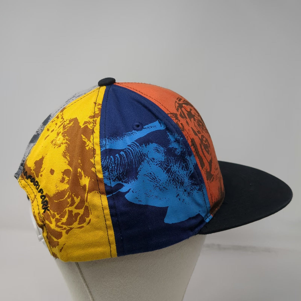 San Diego Zoo Snapback Hat Black One Size Animals Tiger Panda Elephant Print