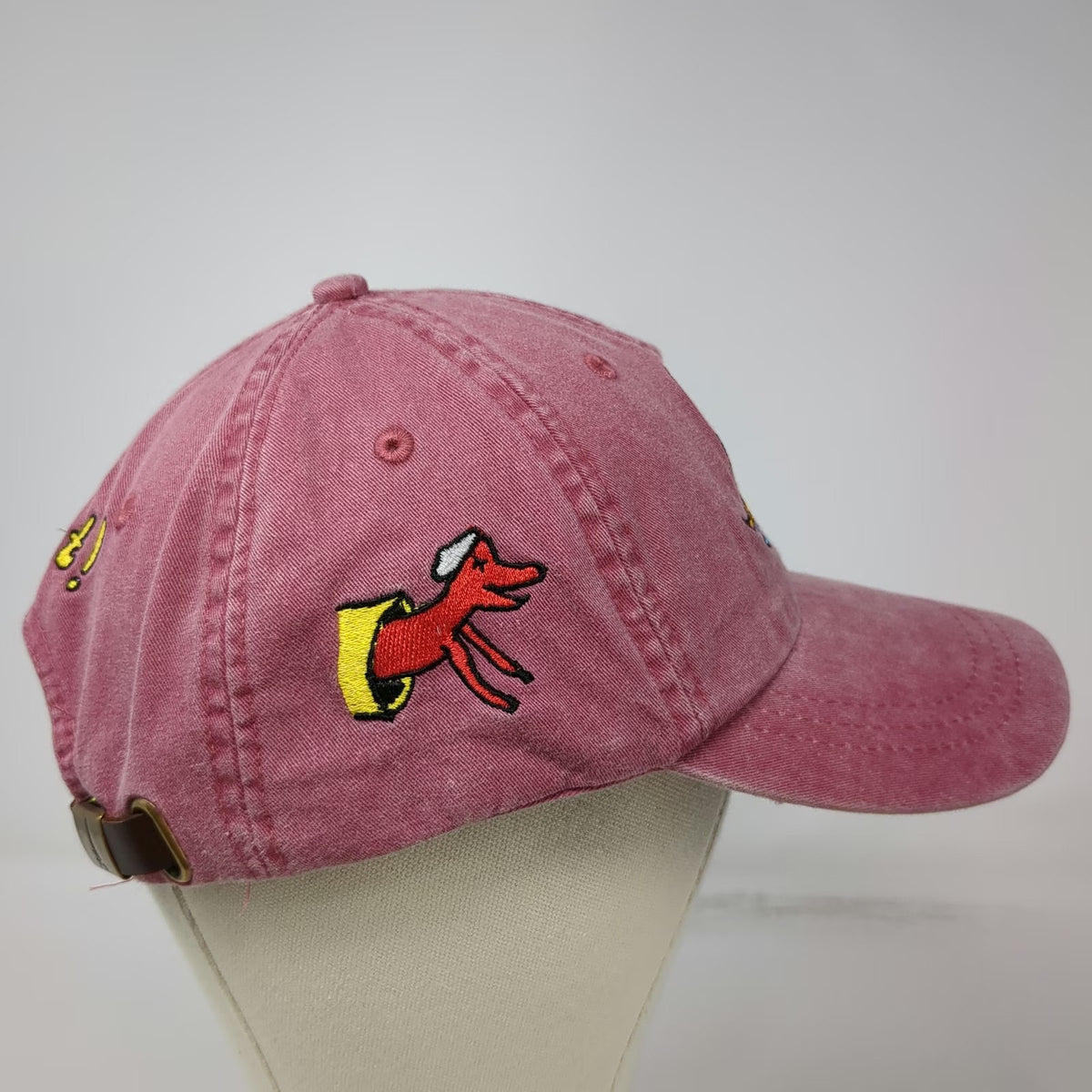 Adams Baseball Cap Red One Size Leather Strapback Adopt Dog Graphic Hat Rescue