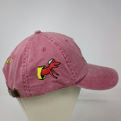 Adams Baseball Cap Red One Size Leather Strapback Adopt Dog Graphic Hat Rescue