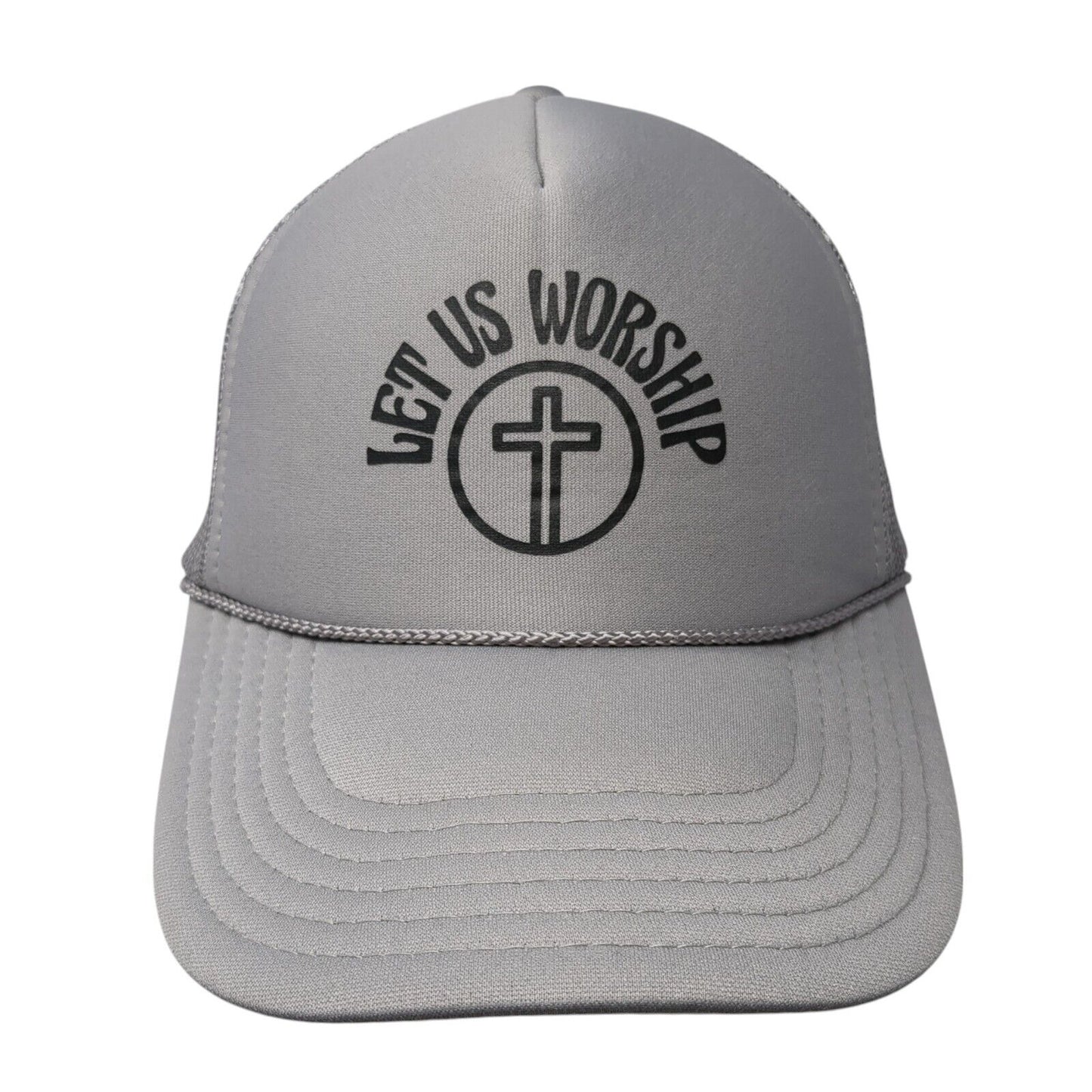 Let Us Worship Snapback Rope Trucker Hat Gray One Size Mesh Back Otto