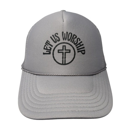 Let Us Worship Snapback Rope Trucker Hat Gray One Size Mesh Back Otto