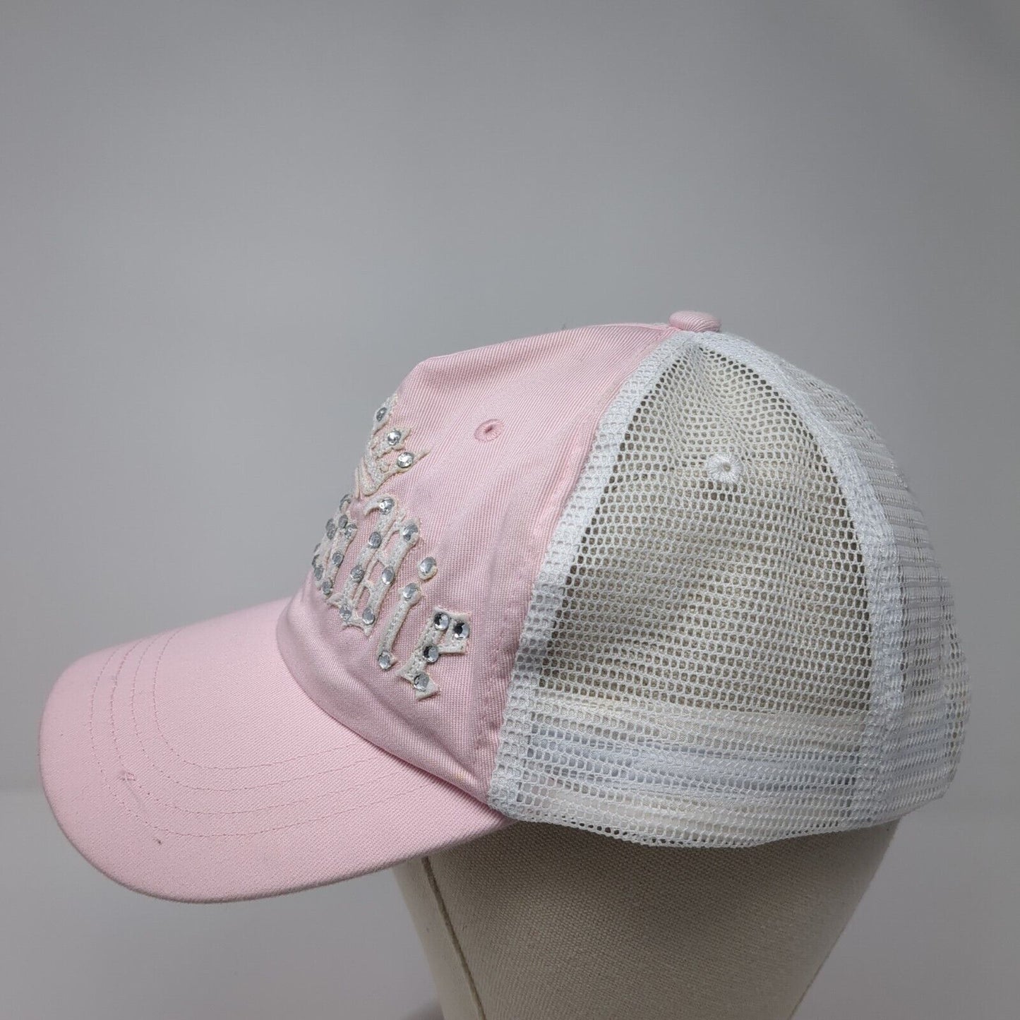 Unbranded Snapback Trucker Hat Pink One Size Mesh Back Crown Rhinestone