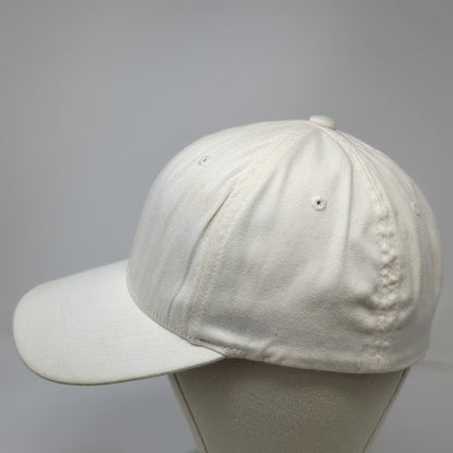 Gold's Gym Baseball Cap White M Flexfit Stretch Fit Tonal Logo Weightlifter Hat