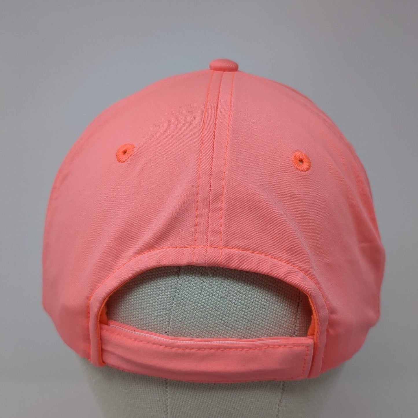 Palm Tree Strapback Hat Pink OS Adjustable Embroidered Vented Holes 6 Panel