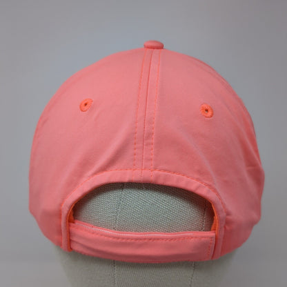 Palm Tree Strapback Hat Pink OS Adjustable Embroidered Vented Holes 6 Panel