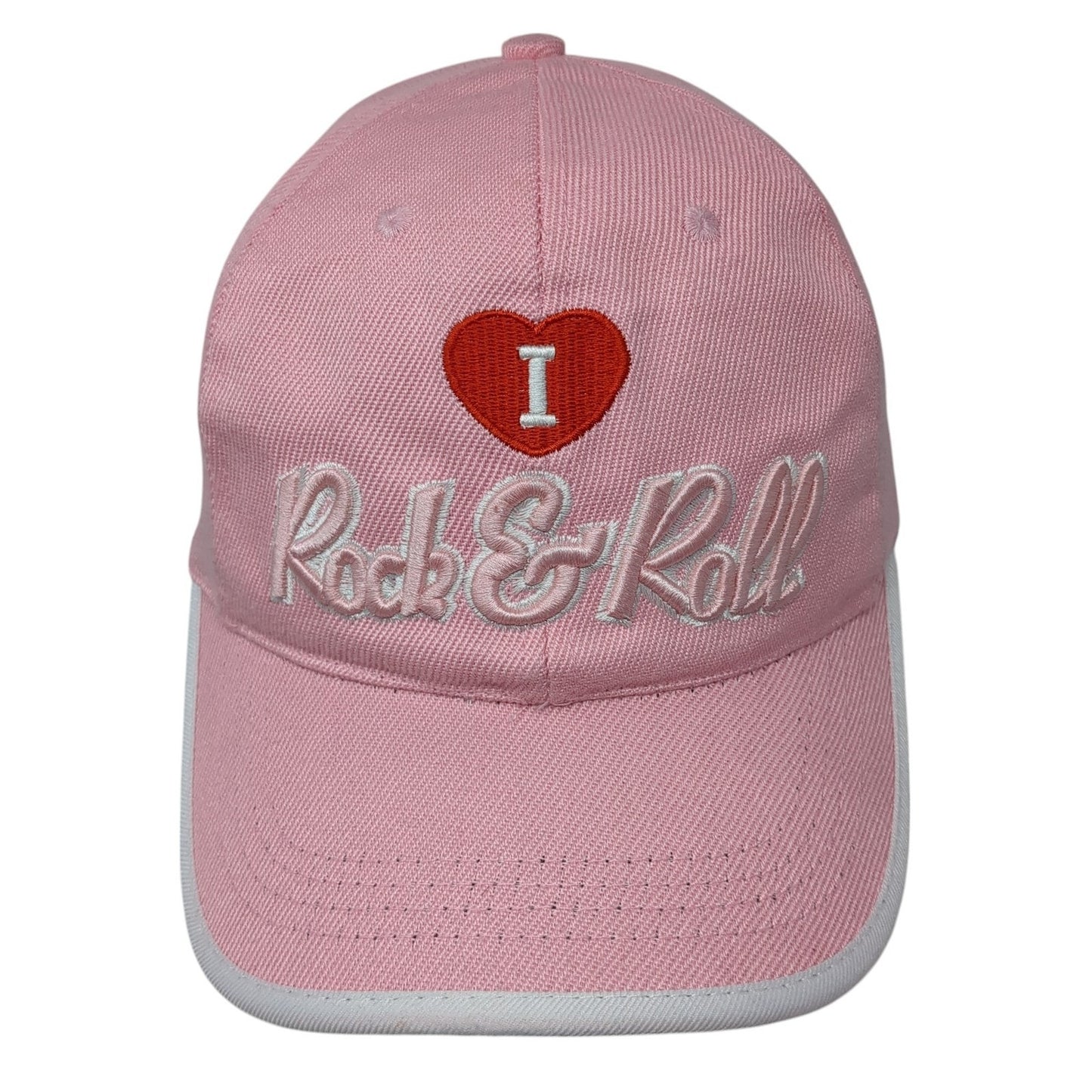 I Love Rock & Roll Baseball Cap Pink One Size Adjustable Embroidered 6 Panel