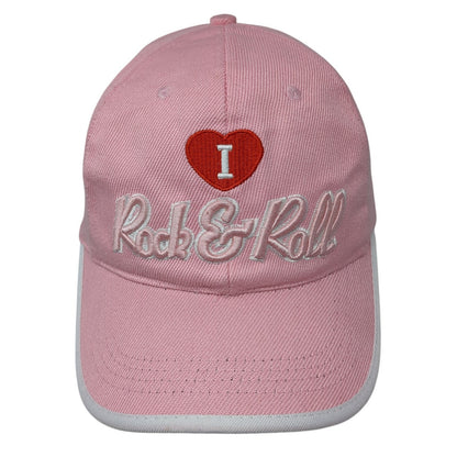 I Love Rock & Roll Baseball Cap Pink One Size Adjustable Embroidered 6 Panel