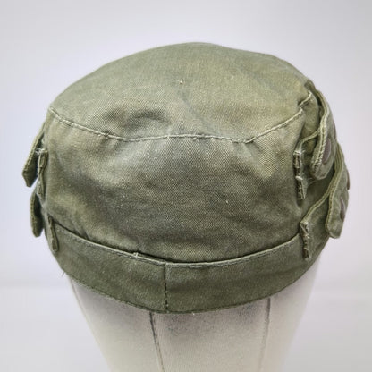 Army Cap Green One Size Solid Back Snap Button Side Straps Plain Cotton Hat