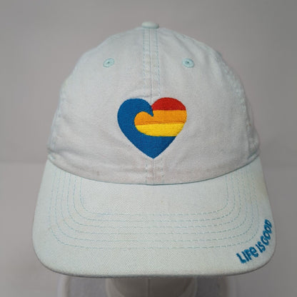 Wave Heart Strapback Hat Blue One Size Adjustable Life Is Good 6 Panel