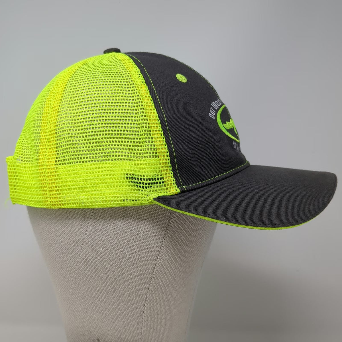 Buck's Bags D&B Supply Trucker Hat Gray Yellow One Size Western Horse Graphic