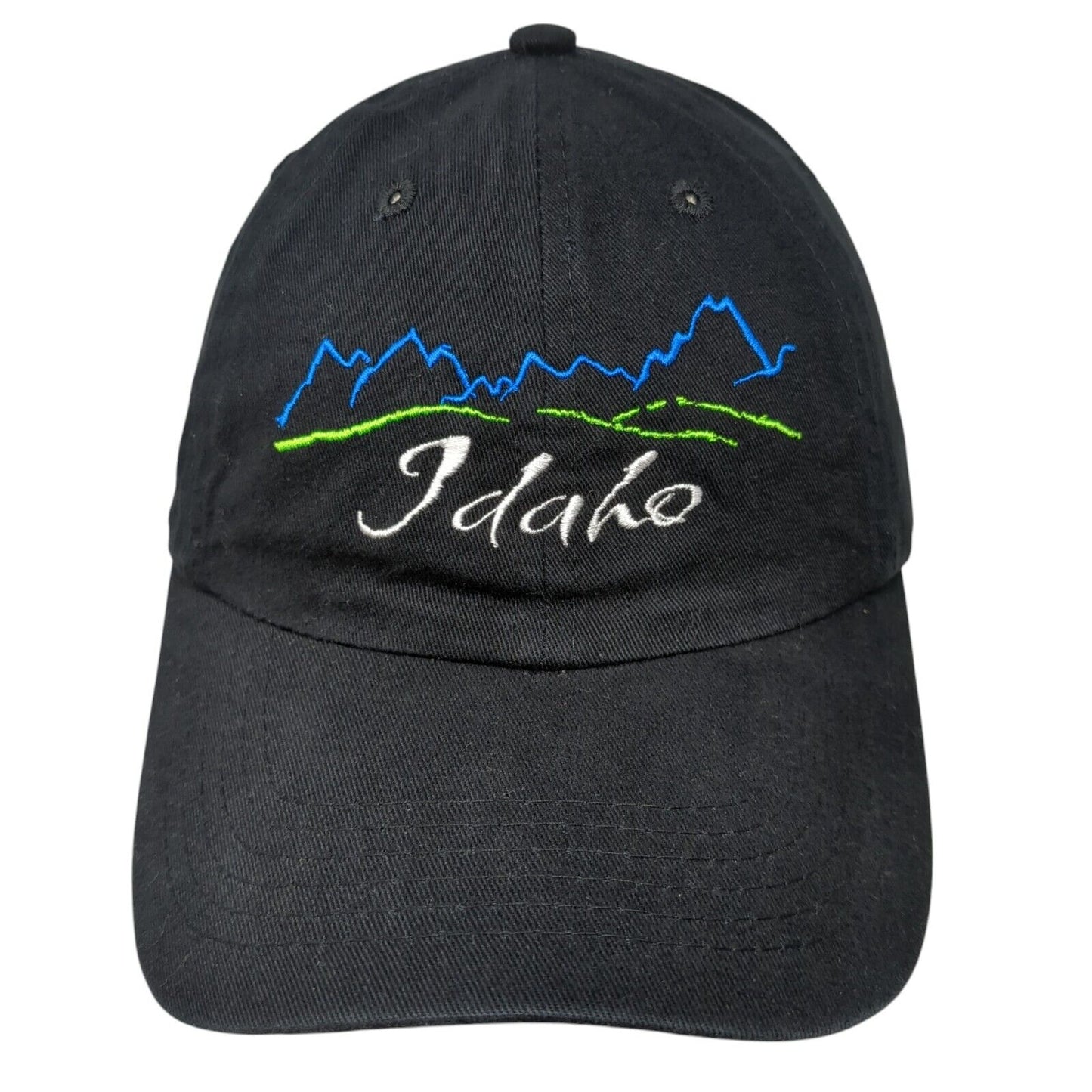 Idaho Strapback Hat Black One Size Adjustable Embroidered 6 Panel