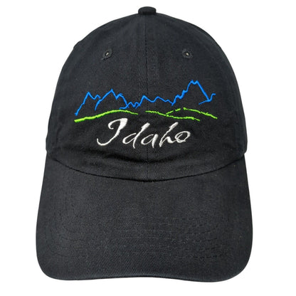 Idaho Strapback Hat Black One Size Adjustable Embroidered 6 Panel