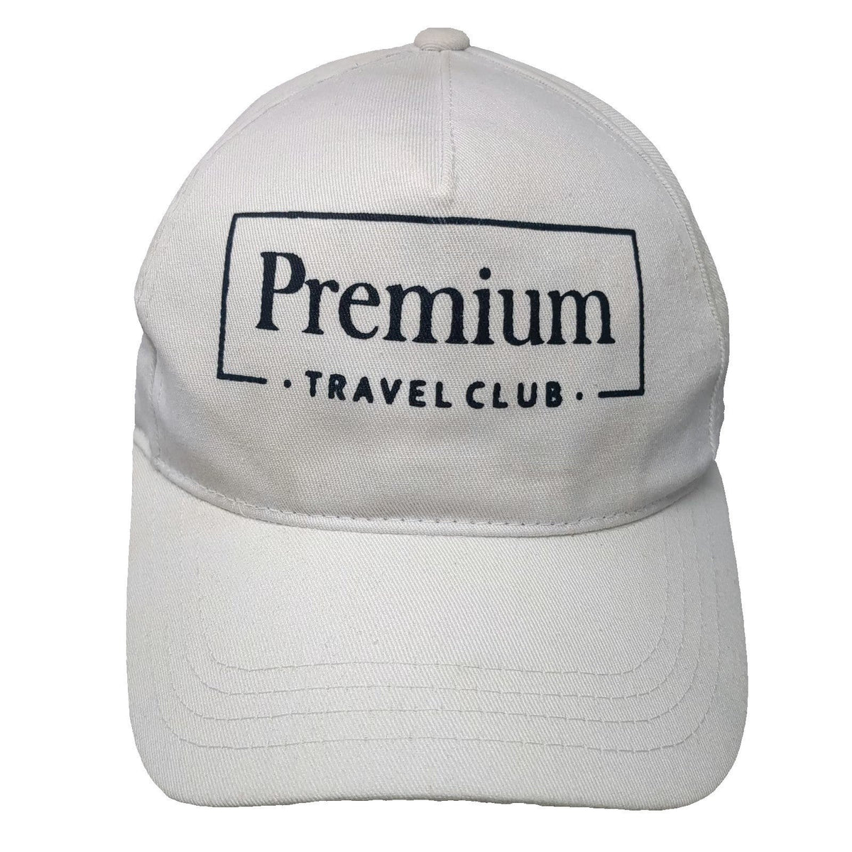 5 Panel White One Size Strapback Premium Travel Club Graphic Print Cotton Hat