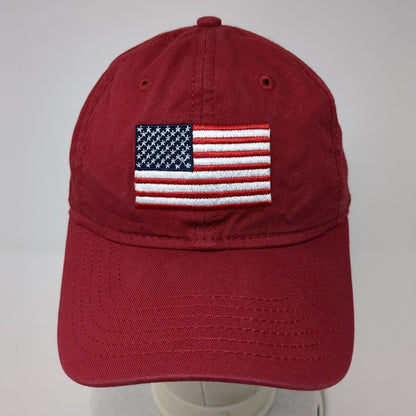 American Flag Slideback Hat Red One Size Adjustable Embroidered Patriotic Cotton