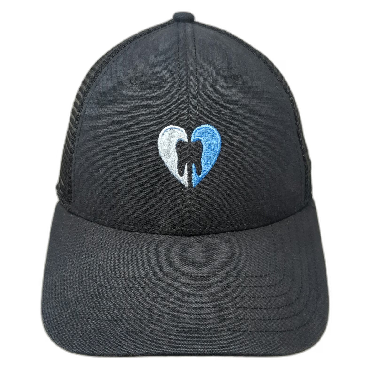 The North Face Trucker Hat Black One Size Snapback Mesh Heart Tooth Dental Logo
