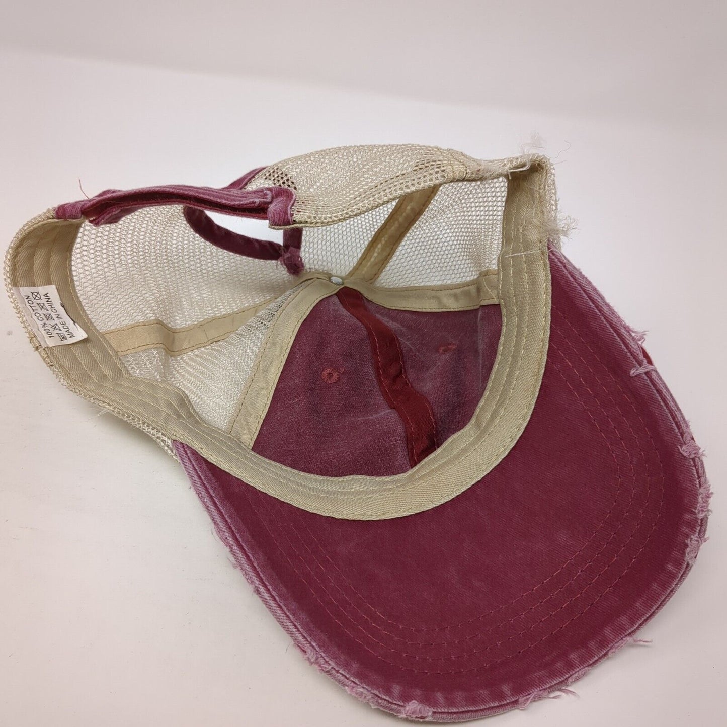 Unbranded Ponytail Trucker Hat Multicolor OS Adjustable Mesh Back Distressed