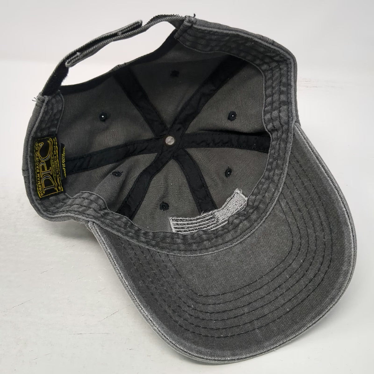 DPC Baseball Cap Gray One Size Monochrome American Flag Patch 6-Panel Cotton Hat