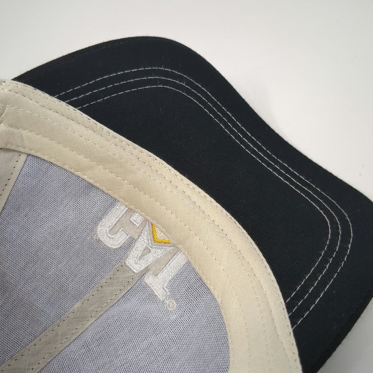 Caterpillar CAT Baseball Cap Black Beige One Size Contrast Stitch Logo Work Hat