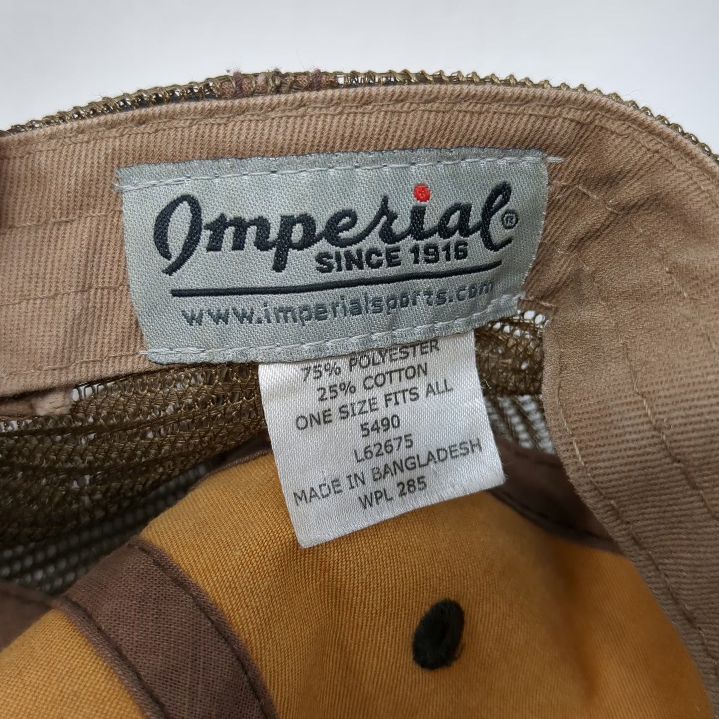Imperial Baseball Cap Brown One Size Mesh Strapback Waxed Bird Outdoor Hat