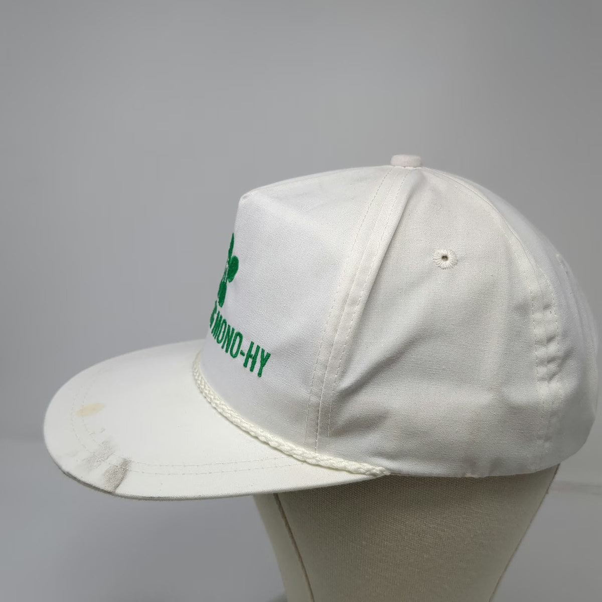 K-Products Trucker White Hat OS Rope Brim Hilleshog Mono-Hy Vintage