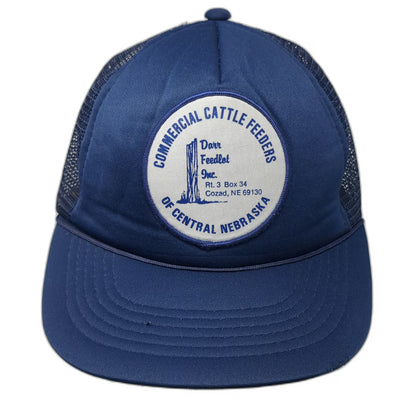 Headwear II Trucker Hat Blue One Size Mesh Back Nebraska Cattle Feeders Patch