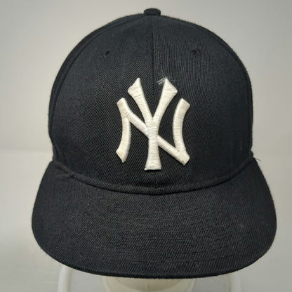 New Era New York Yankees MLB Black One Size Snapback Hat Flat Brim Embroidered