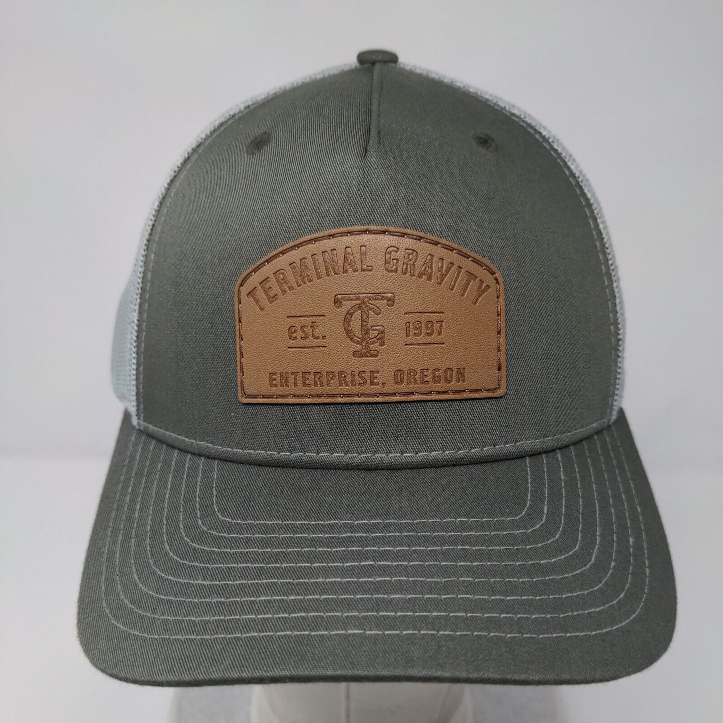 Terminal Gravity Patch Snapback Trucker Hat Green OSFA Mesh Back