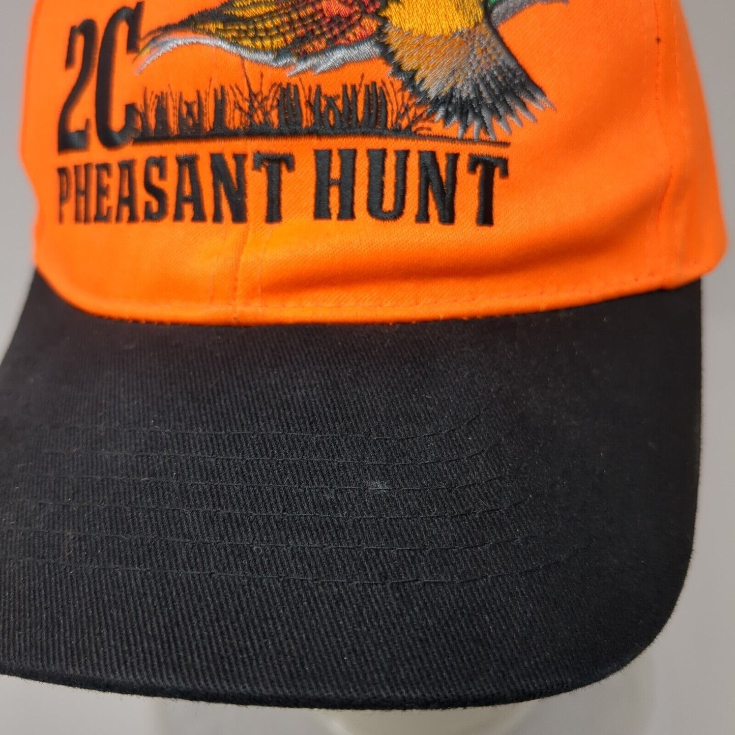 2C Pheasant Hunt Idaho Strapback Hat Orange OSFA Adjustable Embroidered Cotton