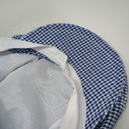 Newsboy Cap Blue One Size Fitted Gingham Checkered Pattern Driving Ivy Golf Hat