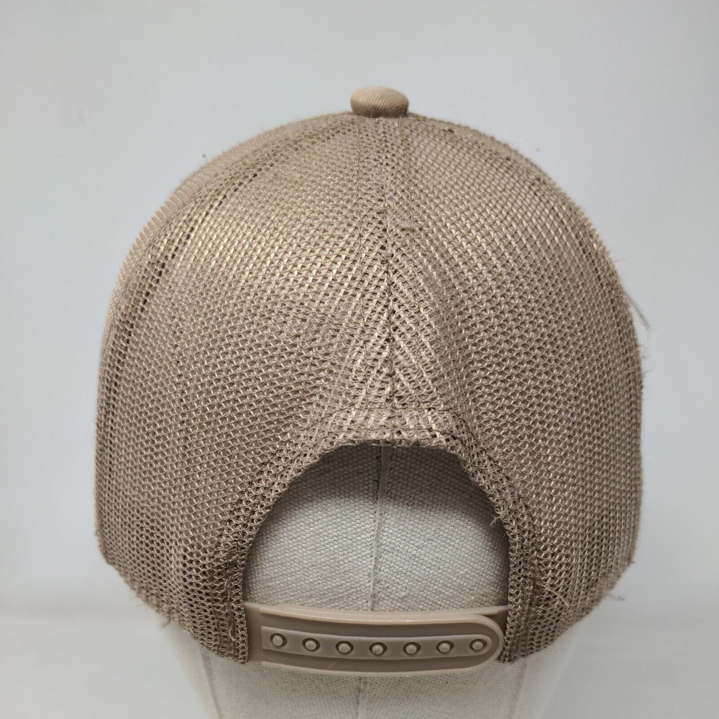 Bass Pro Shops Snapback Trucker Hat Tan OSFM Adjustable Mesh Back Gone Fishing