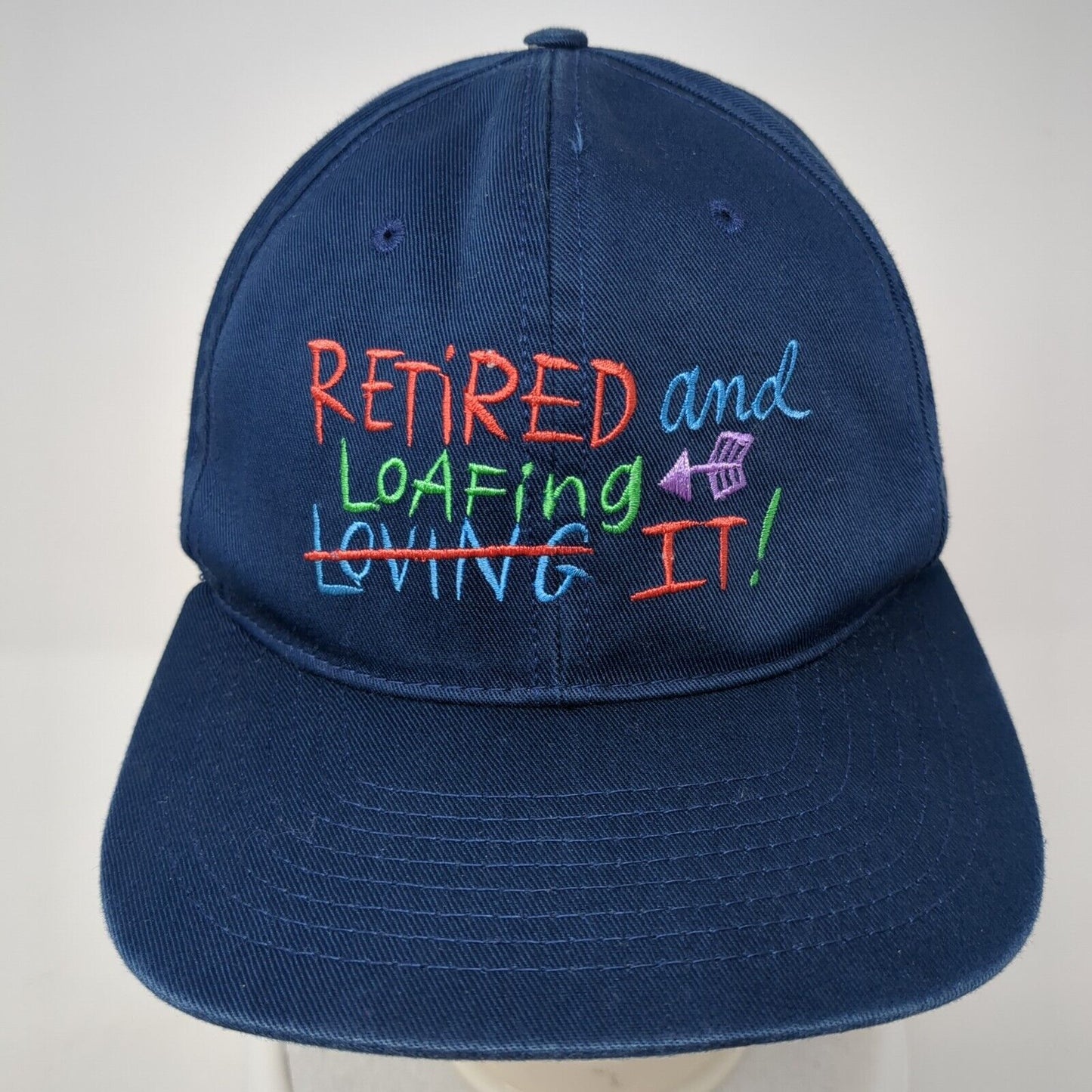 Retired And Loafing Loving It Snapback Hat Blue One Size Adjustable Embroidered