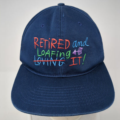 Retired And Loafing Loving It Snapback Hat Blue One Size Adjustable Embroidered
