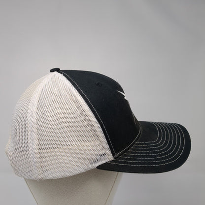 Richardson Snapback Trucker Hat Black One Size Embroidered Logo Mesh Back