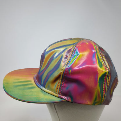 Baseball Cap Gold Pink Blue One Size Strapback Iridescent Rainbow Novelty Hat
