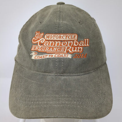Motorcycle Cannonball Endurance Run Green Baseball Cap One Size Slideback Hat