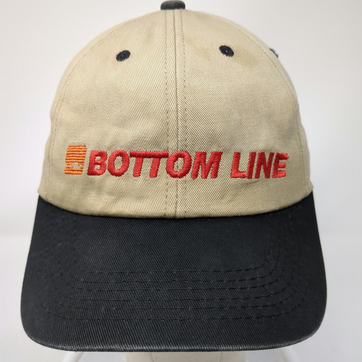 K-Products Baseball Cap Beige Black Bottom Line One Size Slideback Hat Slogan